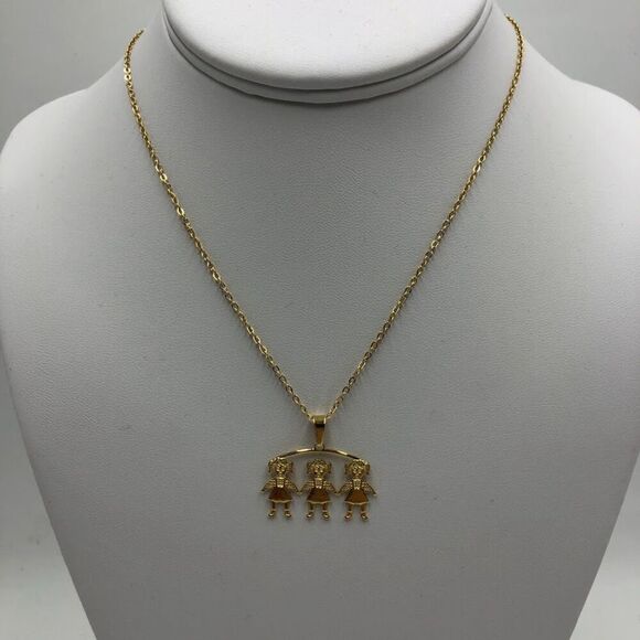 18K Gold Plated Girls Daughters Charm Women's Necklace Waterproof Non Tarnishing - Picture 3 of 11